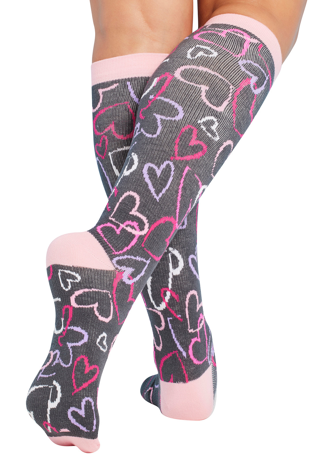 Cherokee Legwear/ Women's 10-15mmHg Compression Socks/ Sketch Hearts, SKTHR