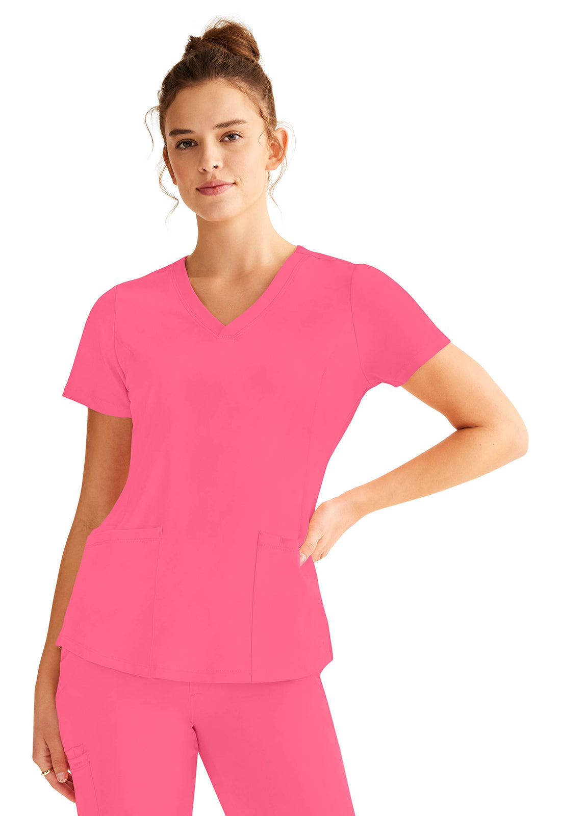 Healing Hands HH Works Monica Top - Stylish V-Neck Medical Scrub Top with 4 Pockets