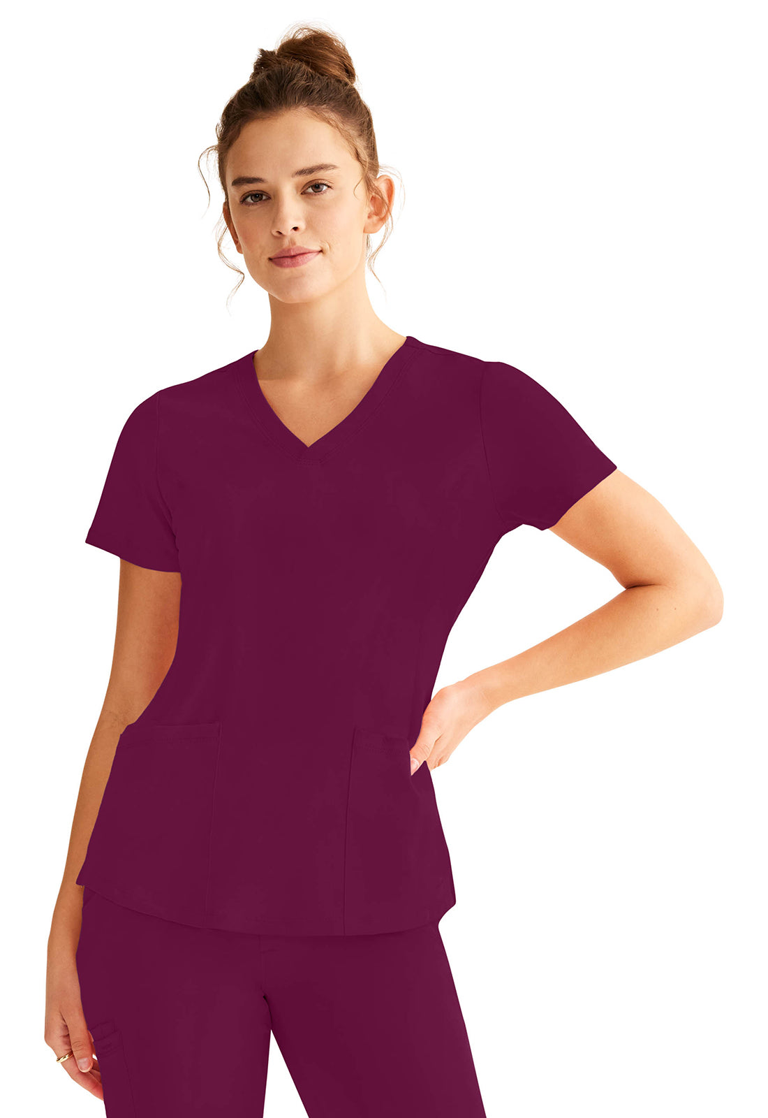 Healing Hands HH Works Monica Top - Stylish V-Neck Medical Scrub Top with 4 Pockets