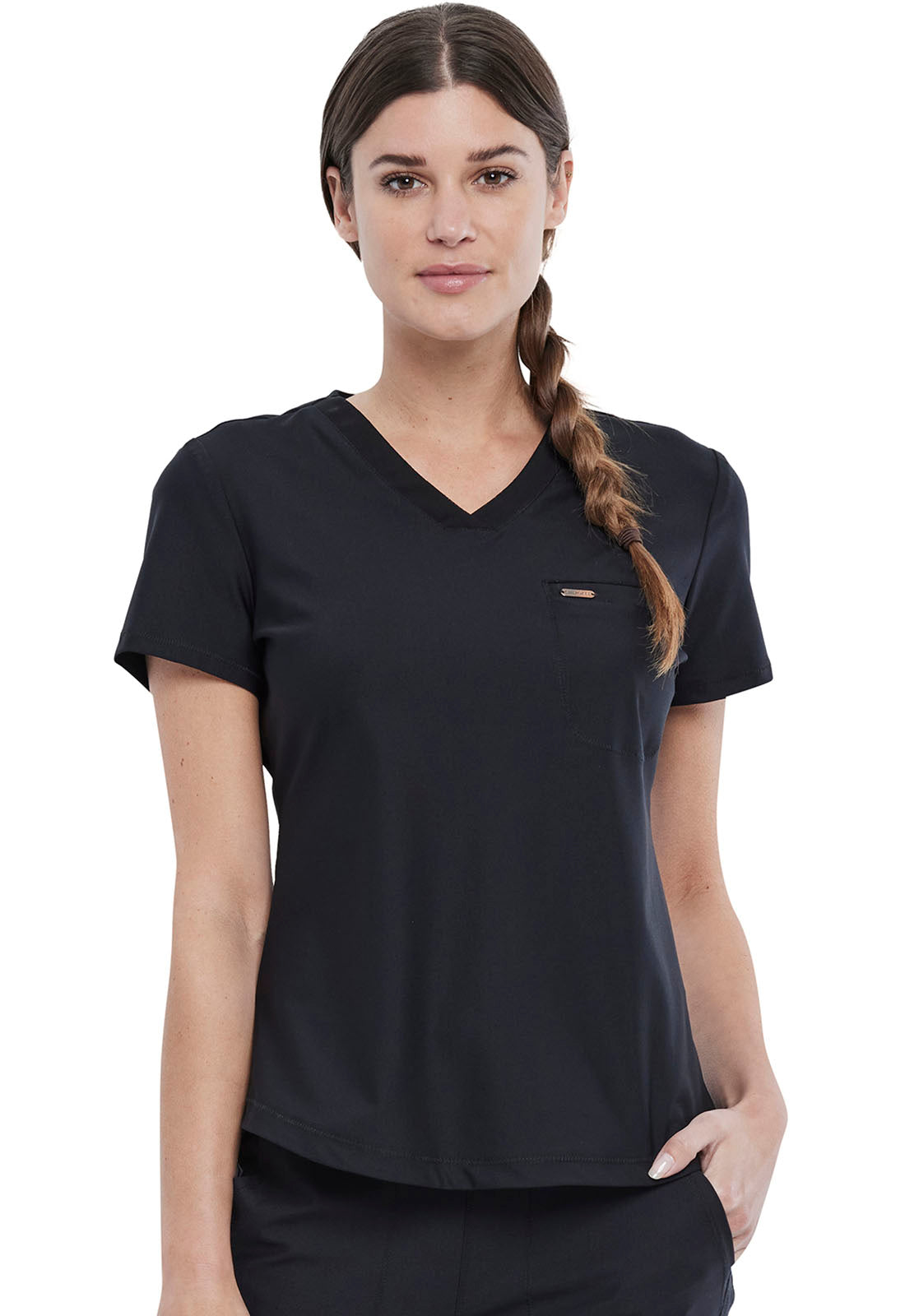 Cherokee Tuckable V-neck Top in Iron