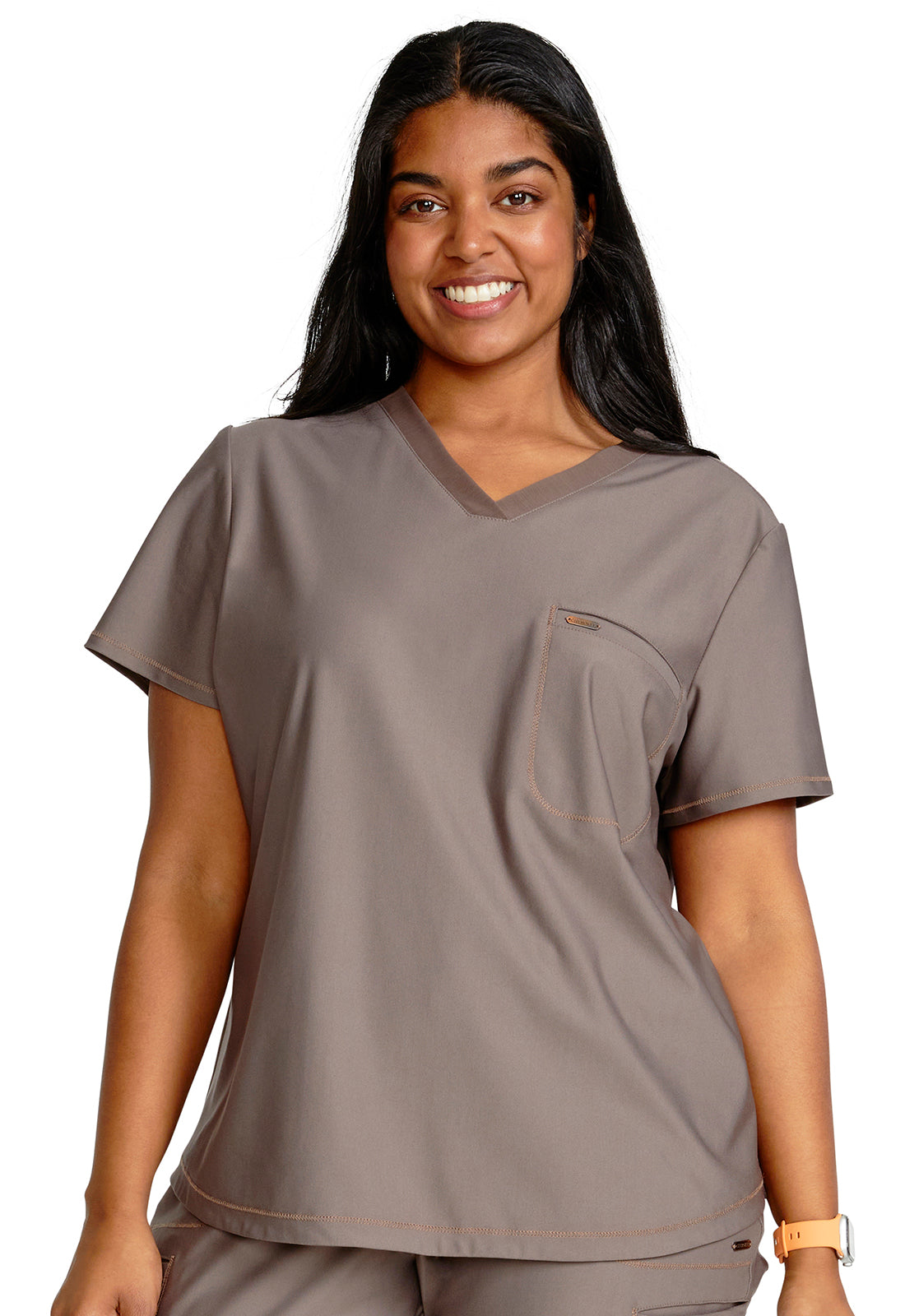Cherokee Tuckable V-neck Top in Iron