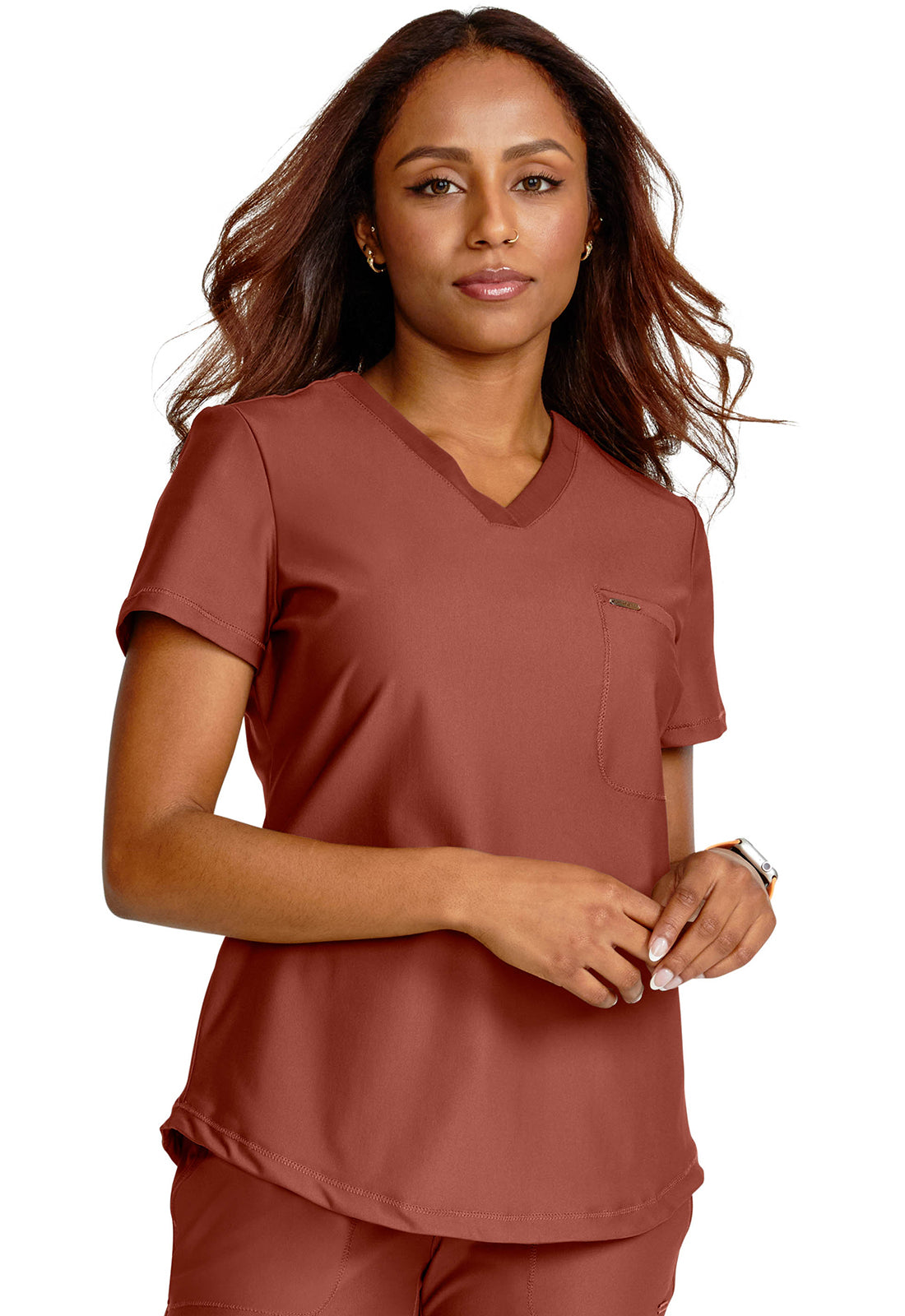 Cherokee Tuckable V-neck Top in Iron