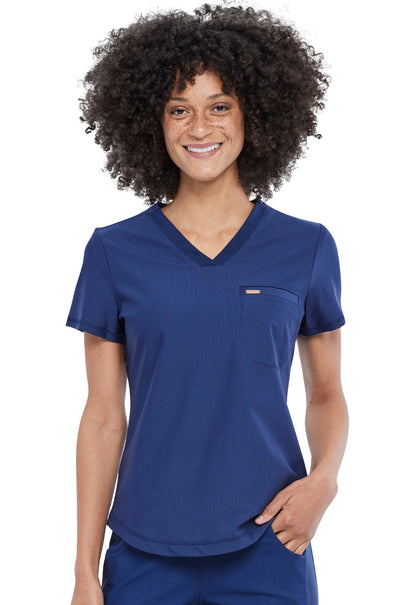 Cherokee Tuckable V-neck Top in Iron