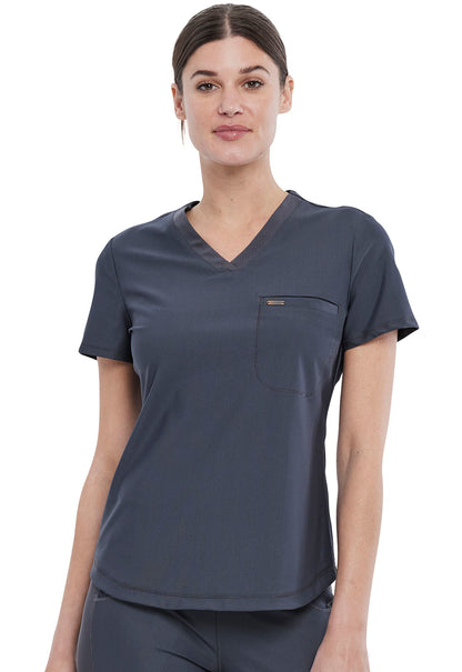 Cherokee Tuckable V-neck Top in Iron