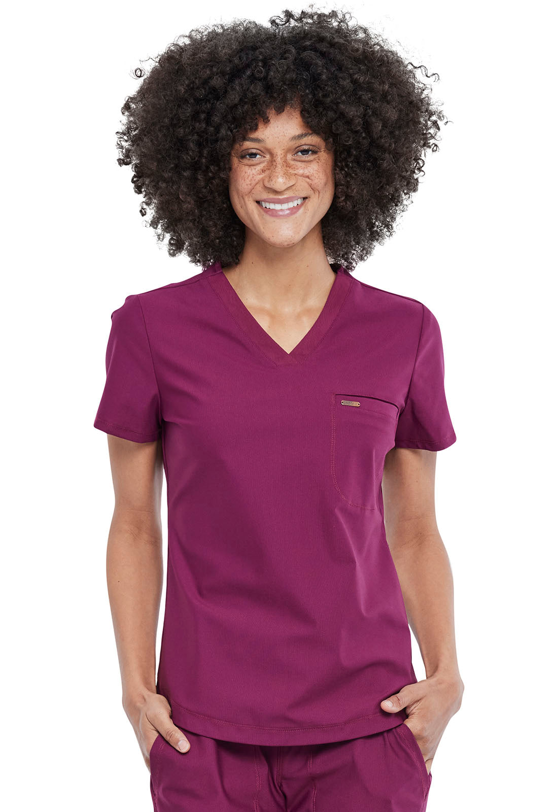 Cherokee Tuckable V-neck Top in Iron