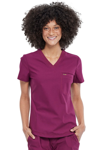 Cherokee Tuckable V-neck Top in Iron